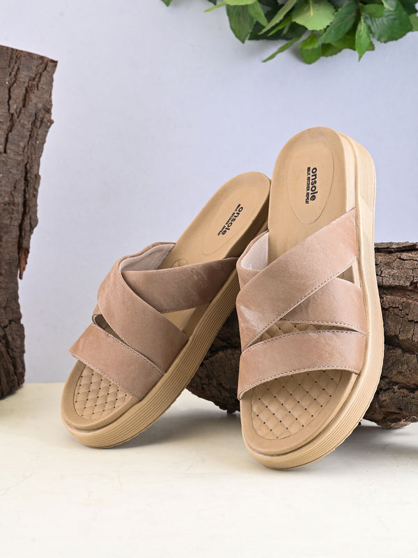 Onsole Cleo Cream Women's Casual Cindy Comfort Lightweight Sandals