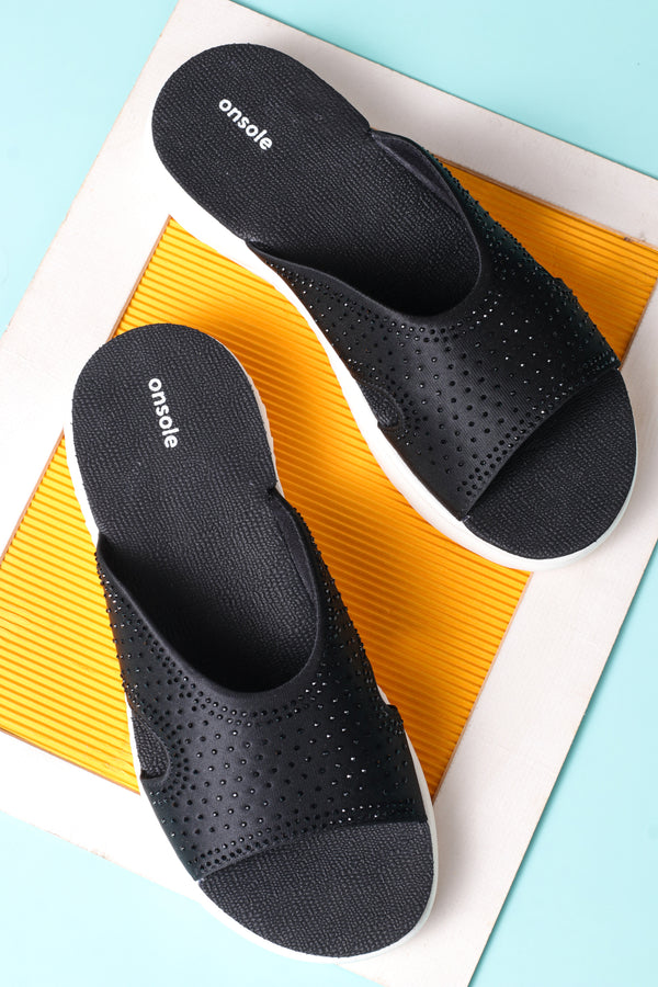 Onsole Cindy Black Women's Casual Comfort Lightweight Sandals