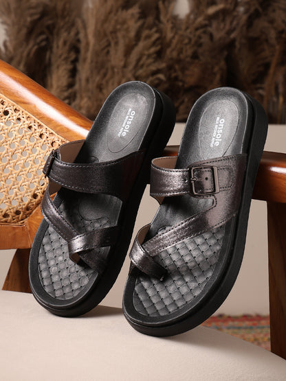 Onsole Petra Silver+Black Womens's Casual Comfort Lightweight Sandals