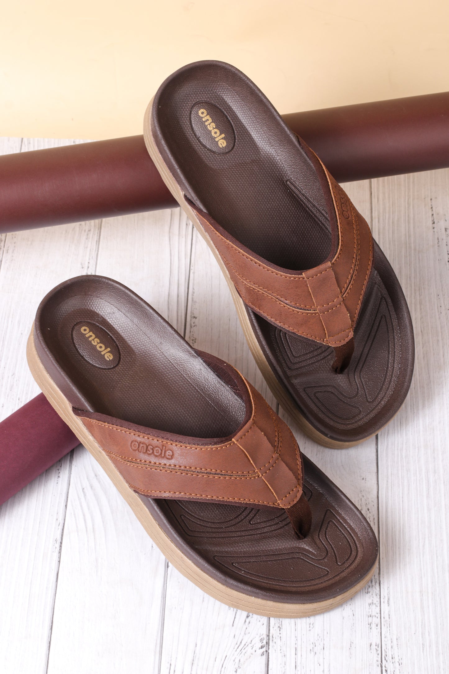 Onsole yankees Tan Men's Casual Comfort Lightweight Slipper