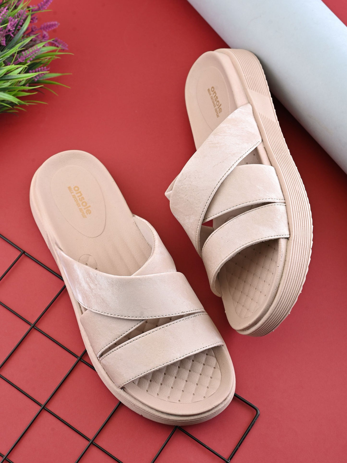 Onsole Cleo Beige Women's Casual Cindy Comfort Lightweight Sandals