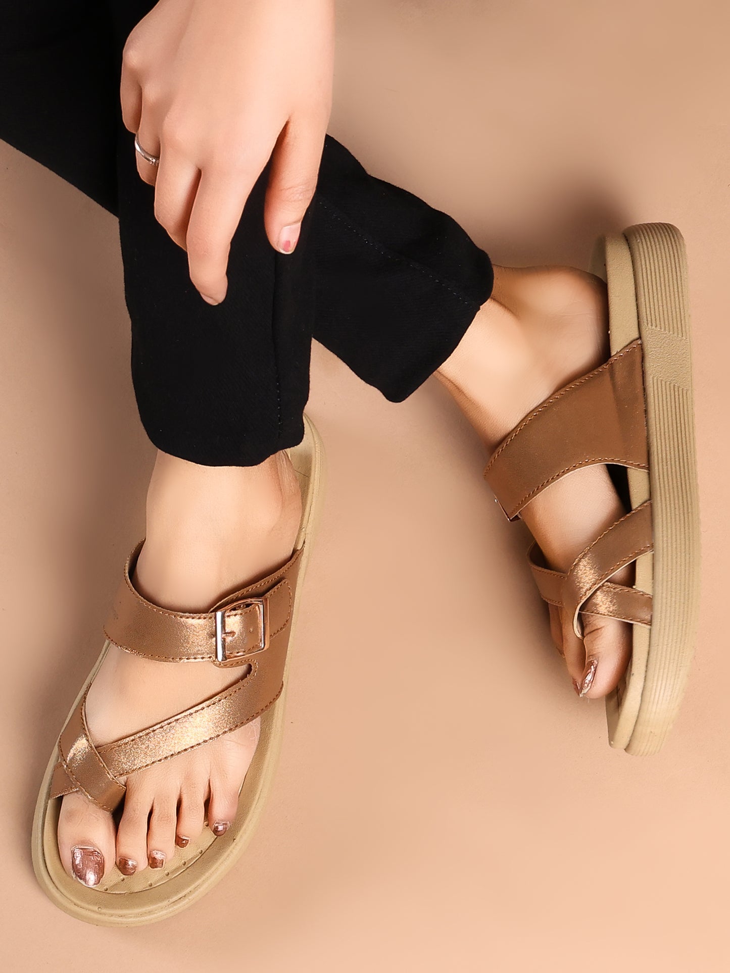 Onsole Petra Copper+Beige Women's's Casual Comfort Lightweight Sandal