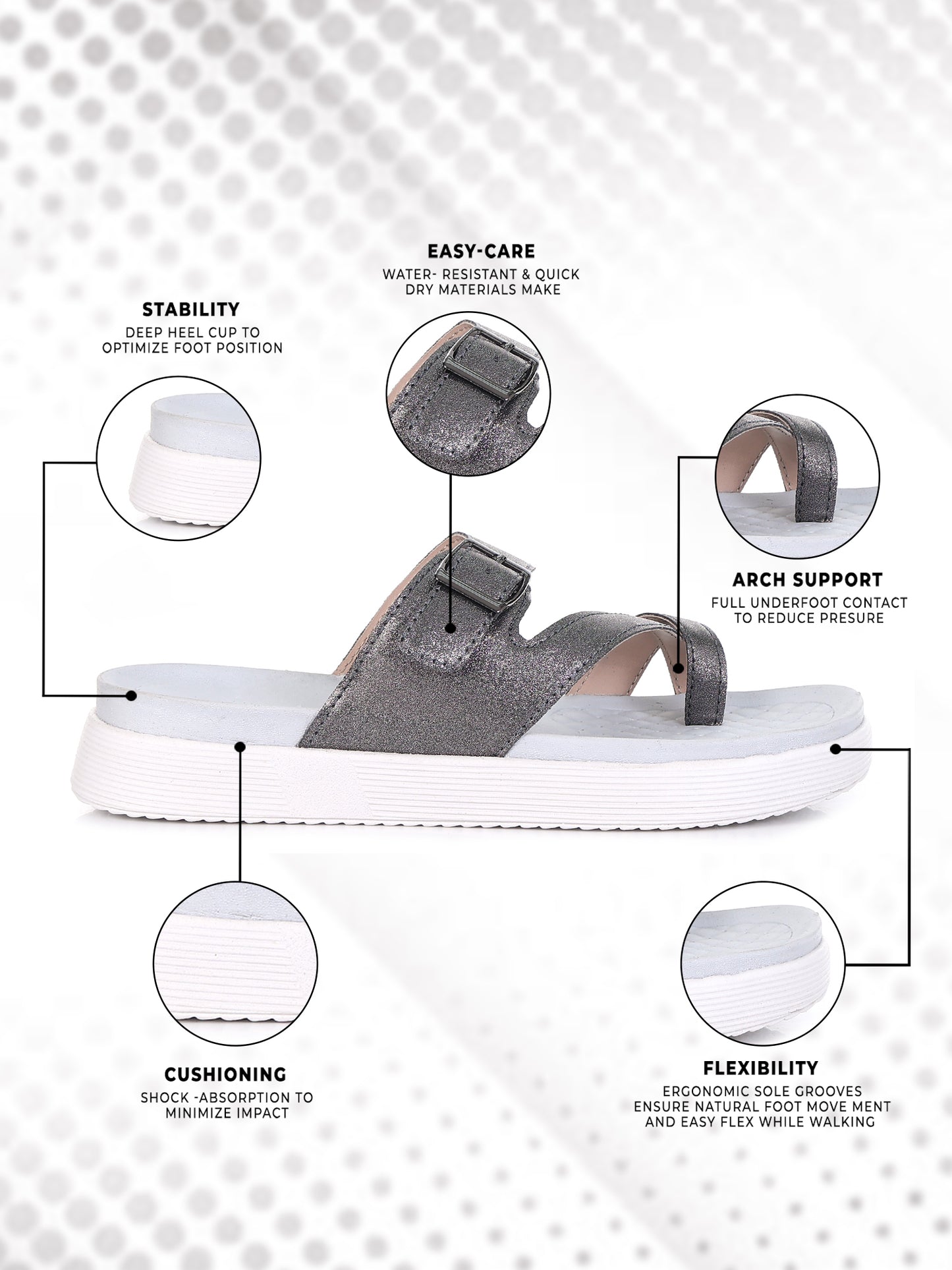 Onsole Petra Silver+White Women's Casual Comfort Lightweight Sandal