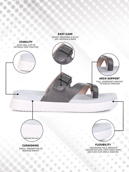 Onsole Petra Silver+White Women's Casual Comfort Lightweight Sandal