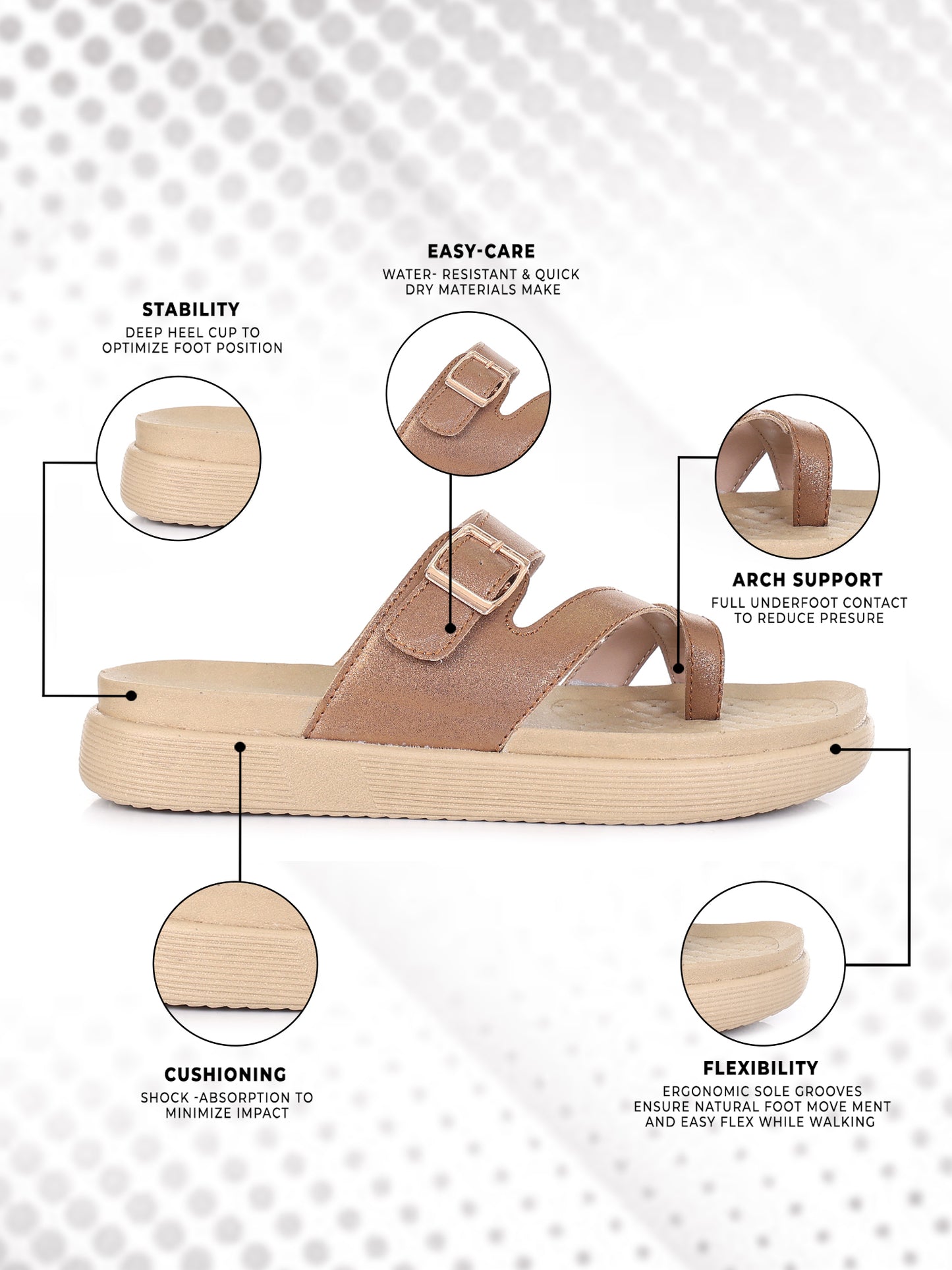 Onsole Petra Copper+Beige Women's's Casual Comfort Lightweight Sandal