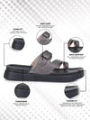 Onsole Petra Silver+Black Womens's Casual Comfort Lightweight Sandals