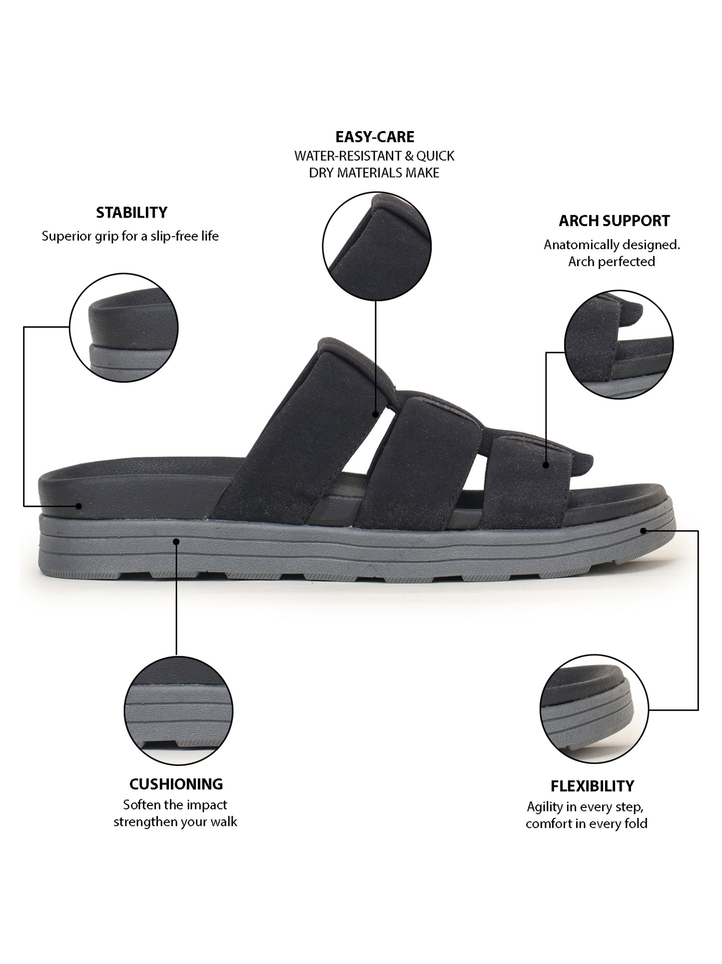Onsole Maverick Black Men's Casual Comfort Lightweight Sandals