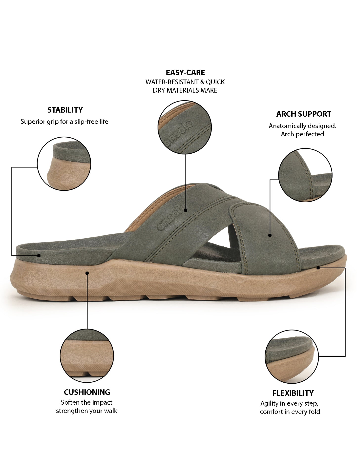 Onsole Lakers Olive Men's Casual Comfort Lightweight Sandals