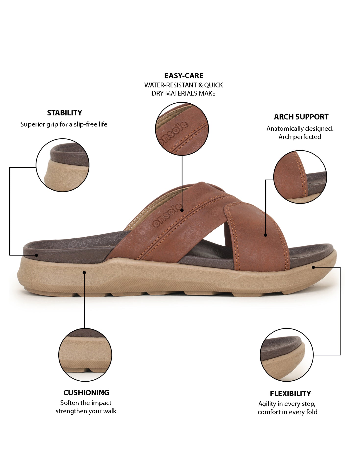 Onsole Lakers Brown Men's Casual Comfort Lightweight Sandals