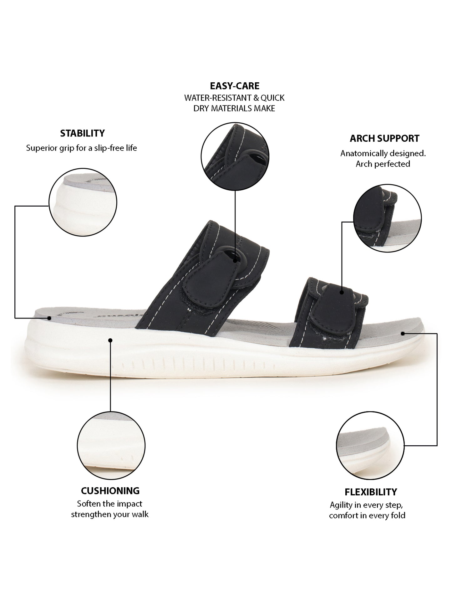 Onsole Meloni Black Women's Casual Comfort Lightweight Sandals