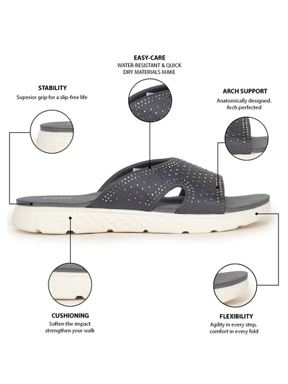 Onsole Cindy Dark Grey Women's Casual Comfort Lightweight Sandals