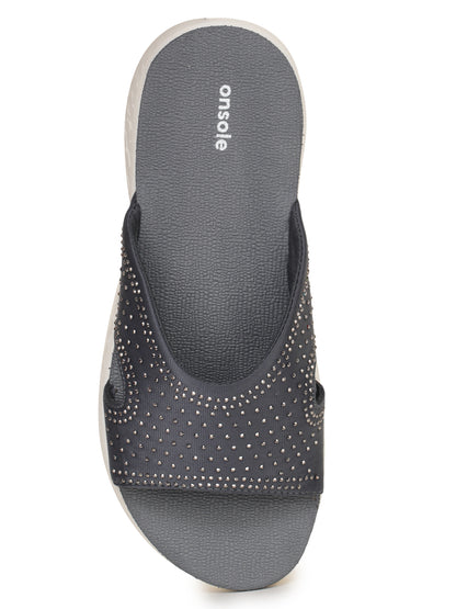 Onsole Cindy Dark Grey Women's Casual Comfort Lightweight Sandals
