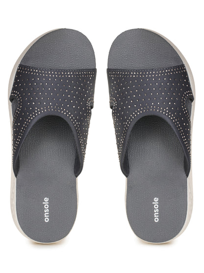 Onsole Cindy Dark Grey Women's Casual Comfort Lightweight Sandals