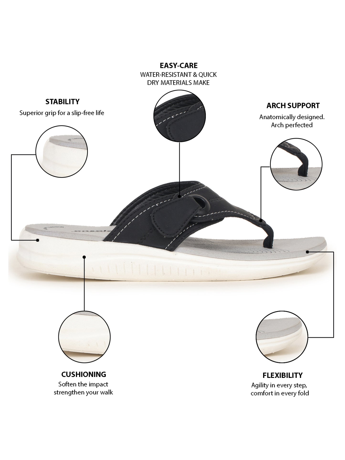 Onsole Georgia Black Women's Casual Comfort Lightweight Sandals
