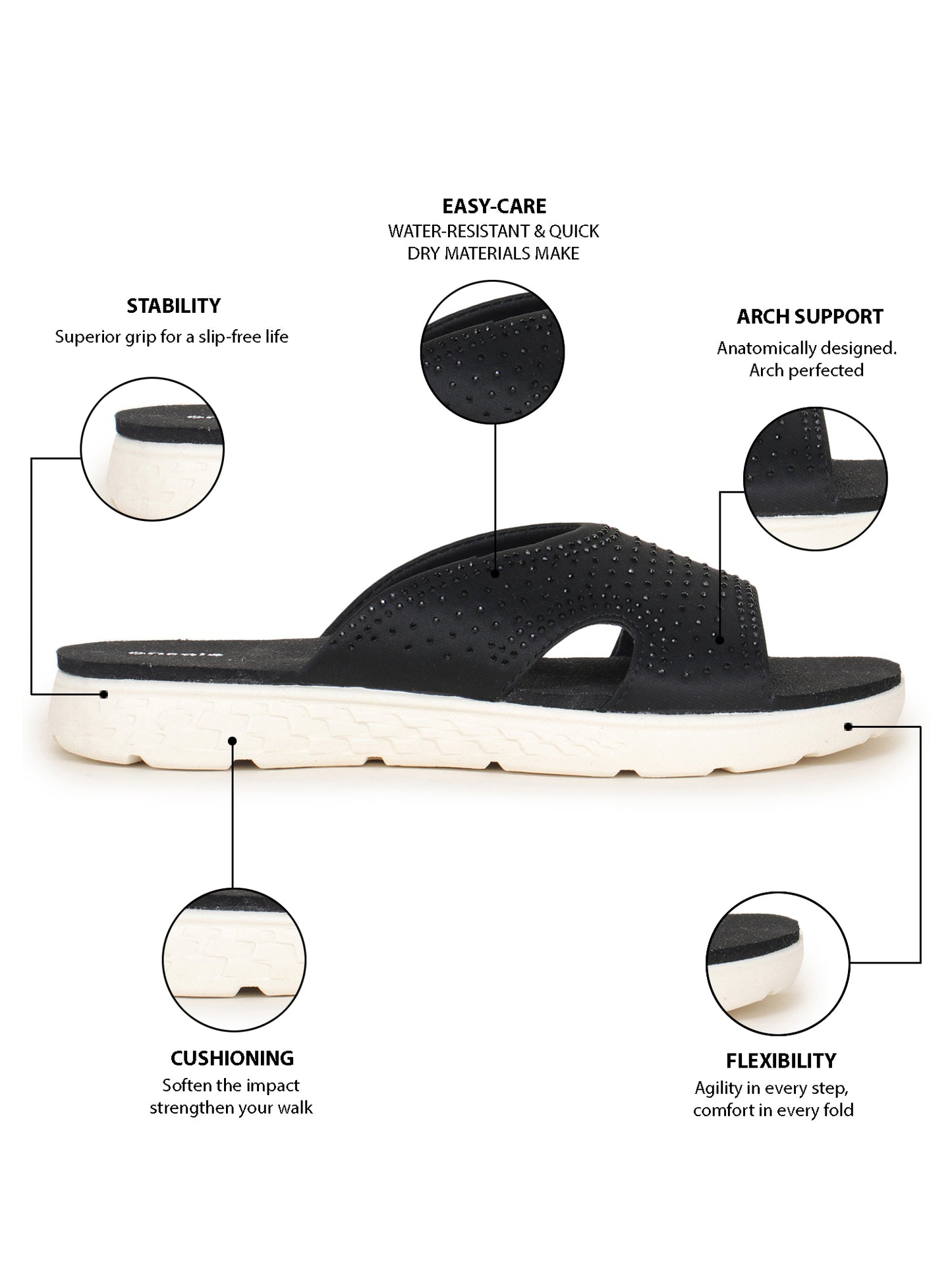 Onsole Cindy Black Women's Casual Comfort Lightweight Sandals