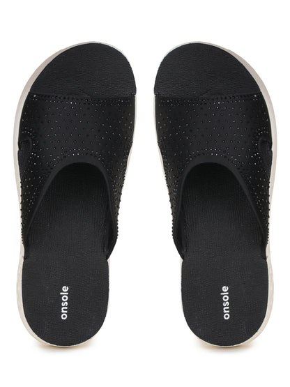 Onsole Cindy Black Women's Casual Comfort Lightweight Sandals