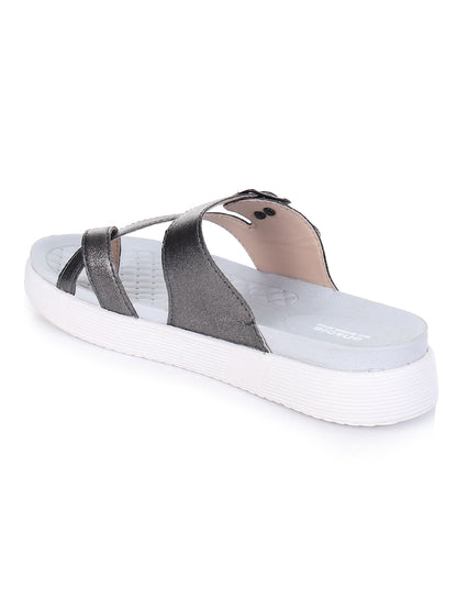 Onsole Petra Silver+White Women's Casual Comfort Lightweight Sandal