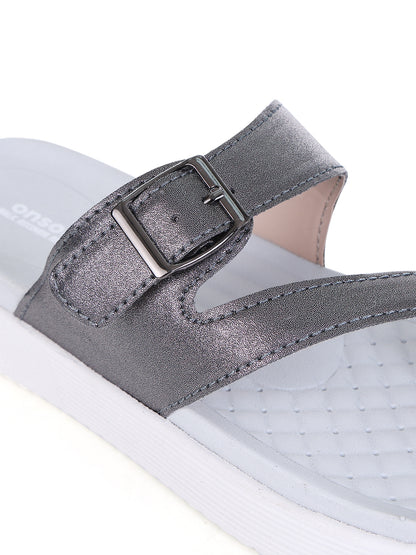 Onsole Petra Silver+White Women's Casual Comfort Lightweight Sandal