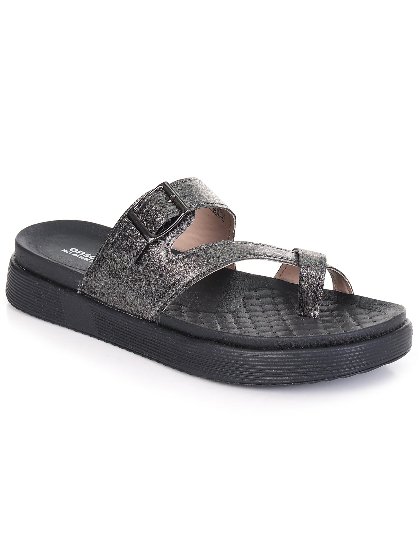 Onsole Petra Silver+Black Womens's Casual Comfort Lightweight Sandals