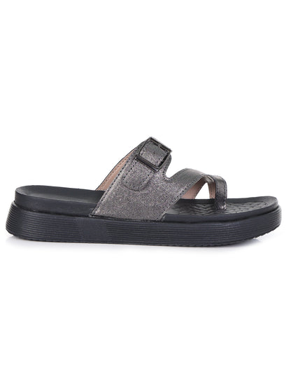 Onsole Petra Silver+Black Womens's Casual Comfort Lightweight Sandals