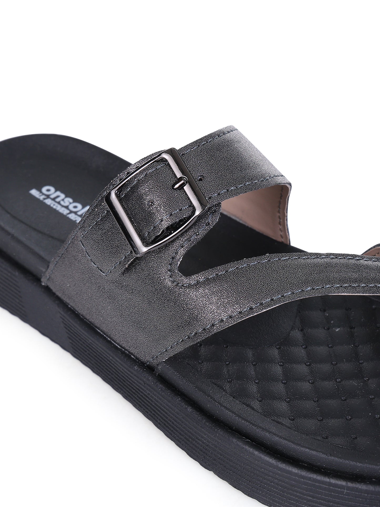 Onsole Petra Silver+Black Womens's Casual Comfort Lightweight Sandals
