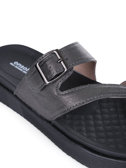 Onsole Petra Silver+Black Womens's Casual Comfort Lightweight Sandals