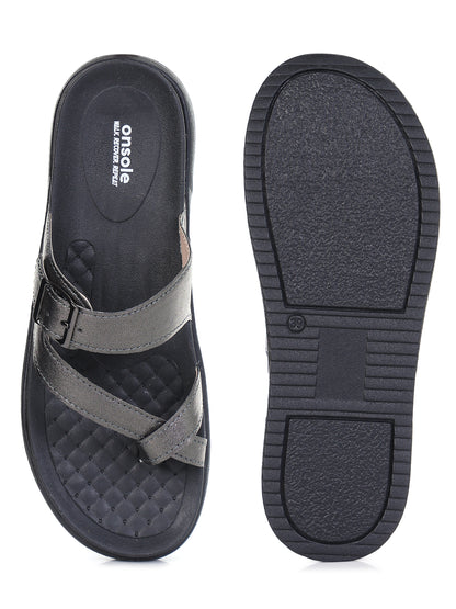 Onsole Petra Silver+Black Womens's Casual Comfort Lightweight Sandals