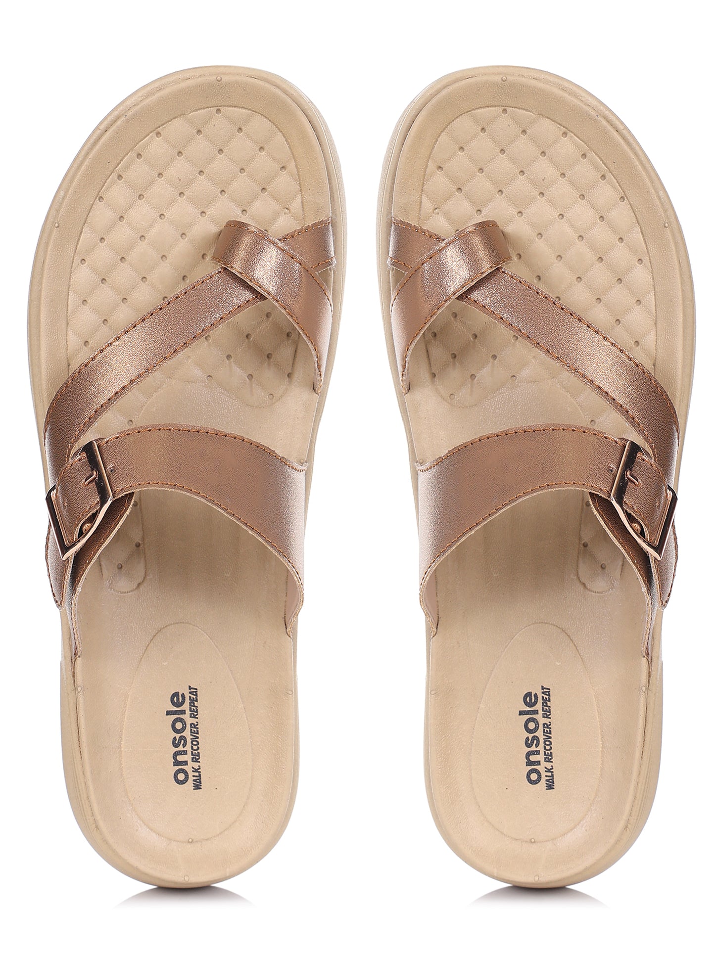 Onsole Petra Copper+Beige Women's's Casual Comfort Lightweight Sandal