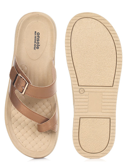 Onsole Petra Copper+Beige Women's's Casual Comfort Lightweight Sandal
