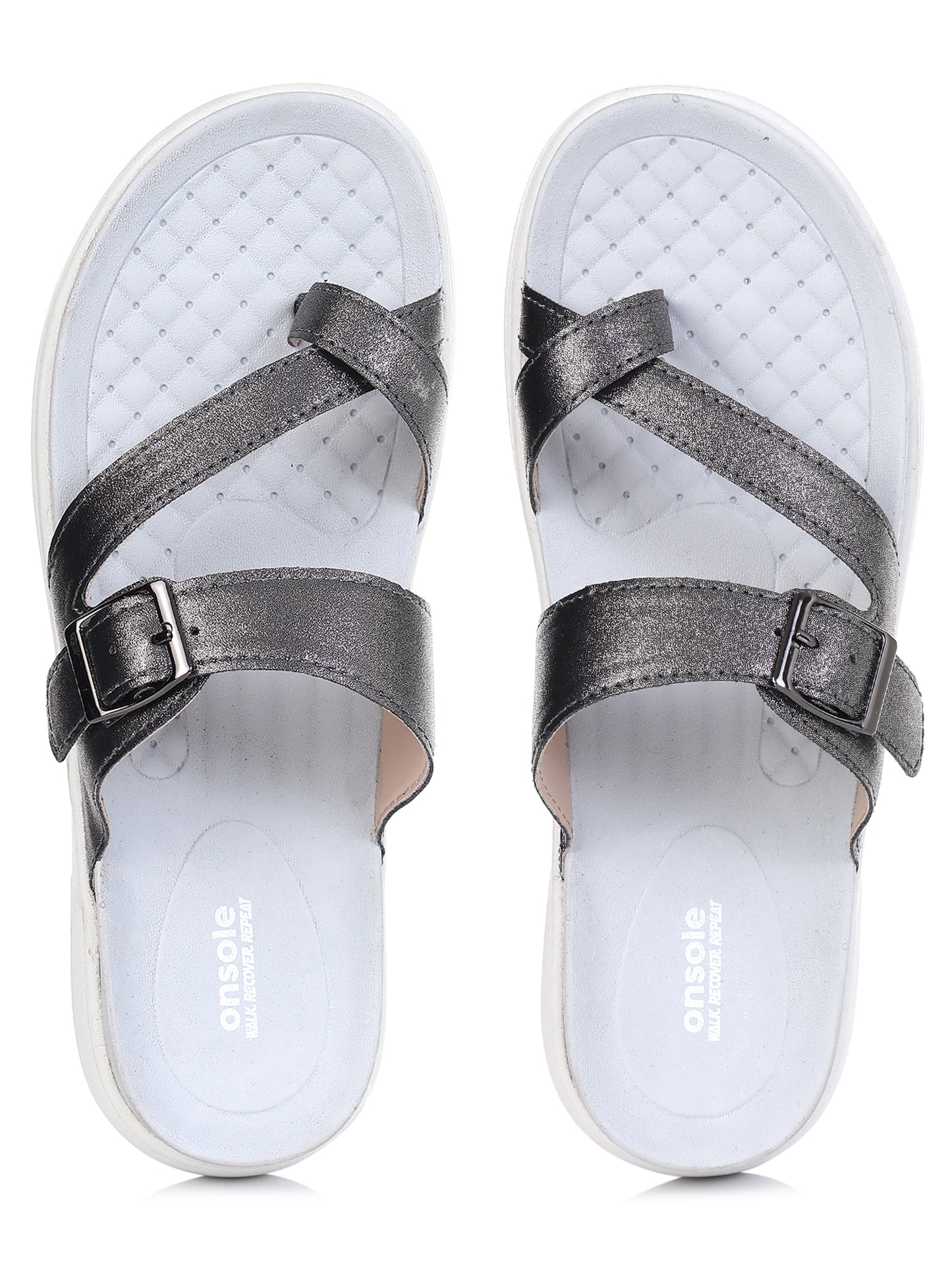 Onsole Petra Silver+White Women's Casual Comfort Lightweight Sandal