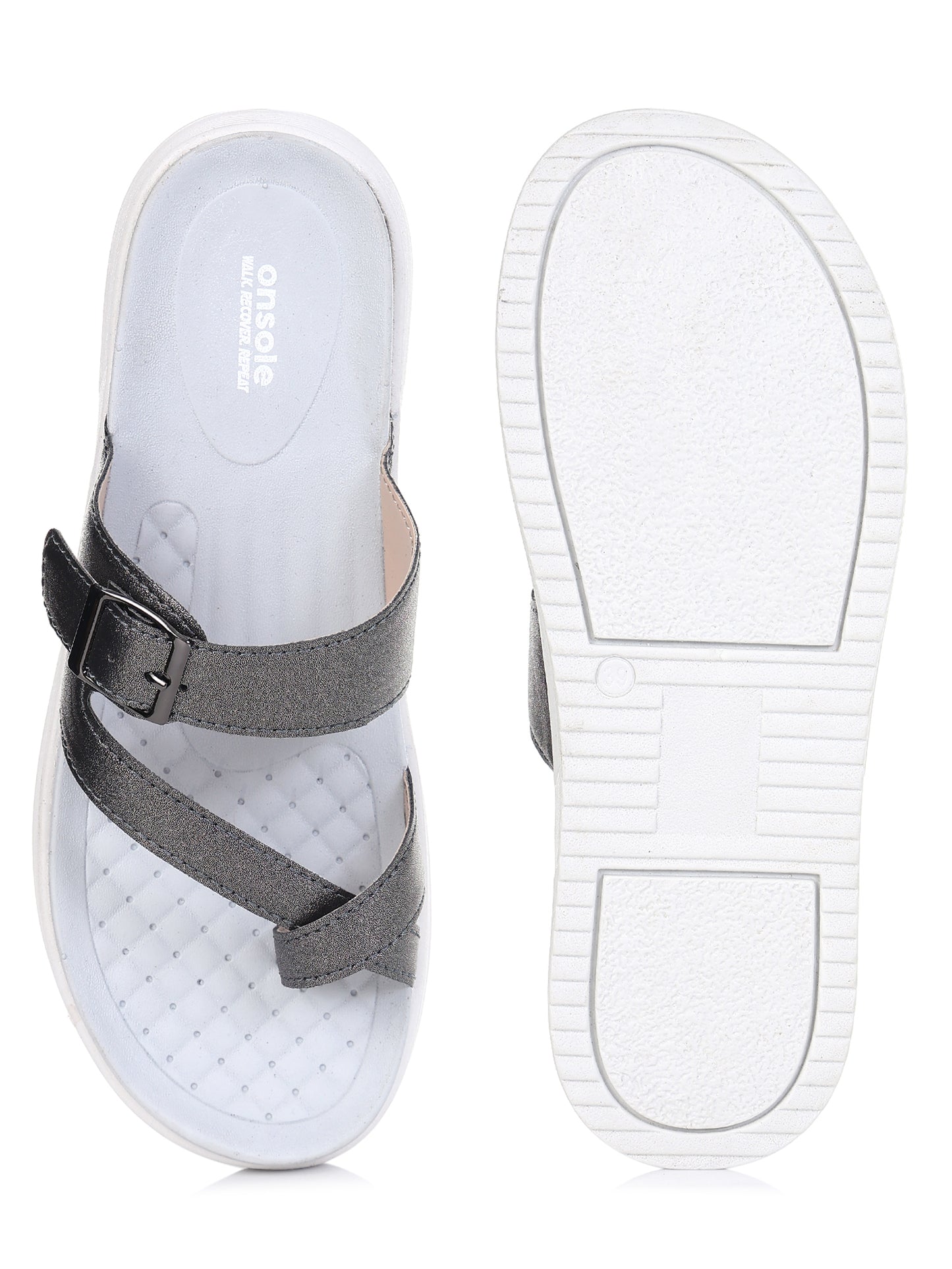 Onsole Petra Silver+White Women's Casual Comfort Lightweight Sandal